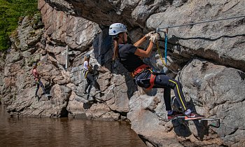 Safe climbing on the Ferrata Hluboka